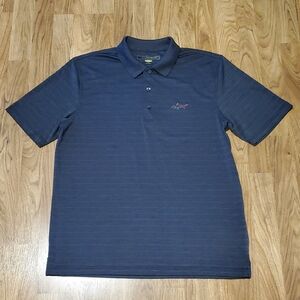 Greg Norman Play Dry Shark Polo Shirt Charcoal Gray Stripe Mens M